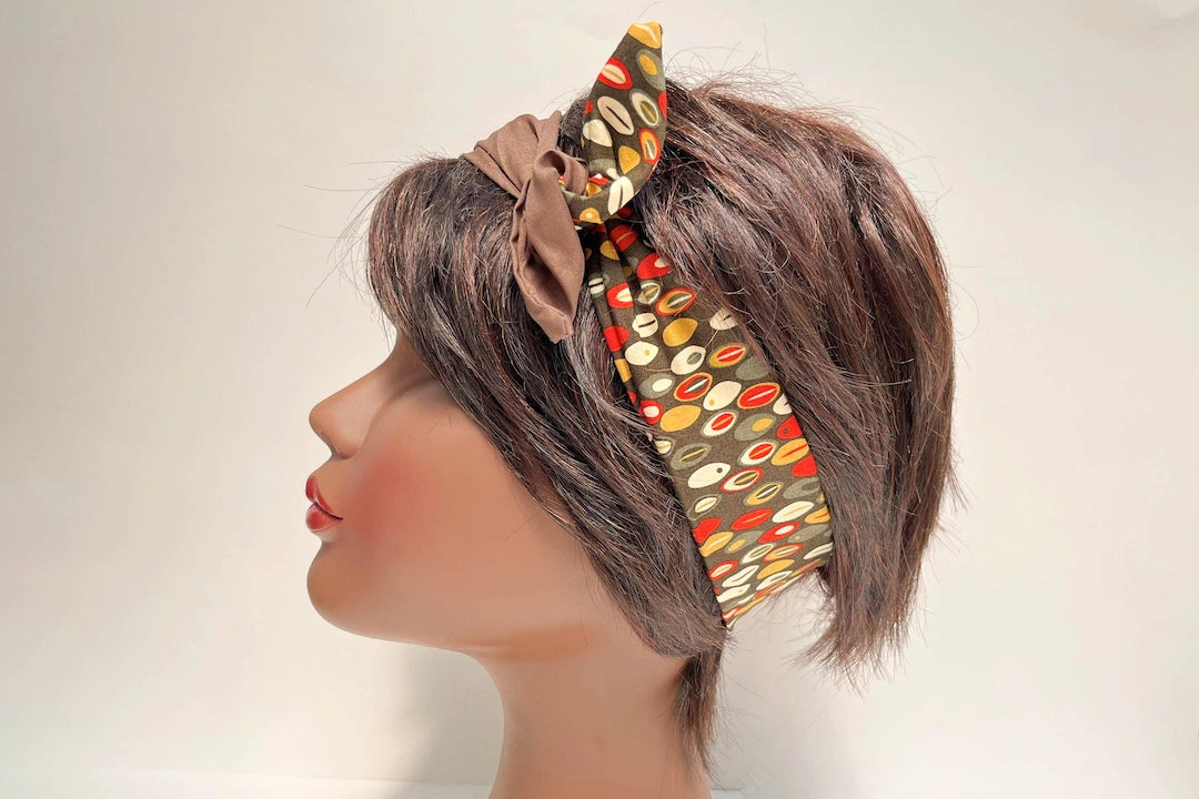 Bandeau de cheveux pour femme - Style bohème - Élastique - Imprimé vintage  - Élastique - Élastique - Hydratant - Torsadé - Accessoires pour cheveux