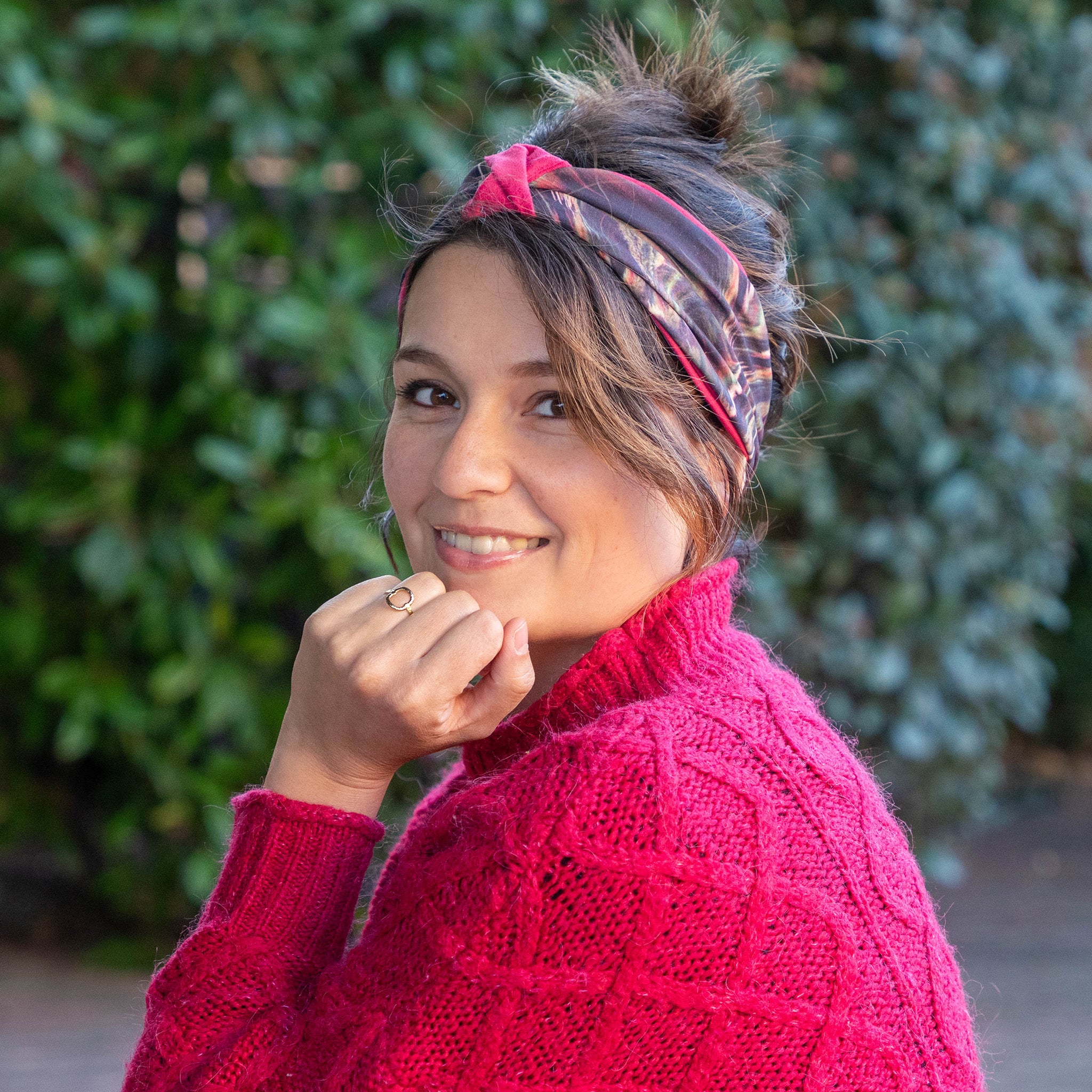bandeau cheveux femme en suédine rose et élastique