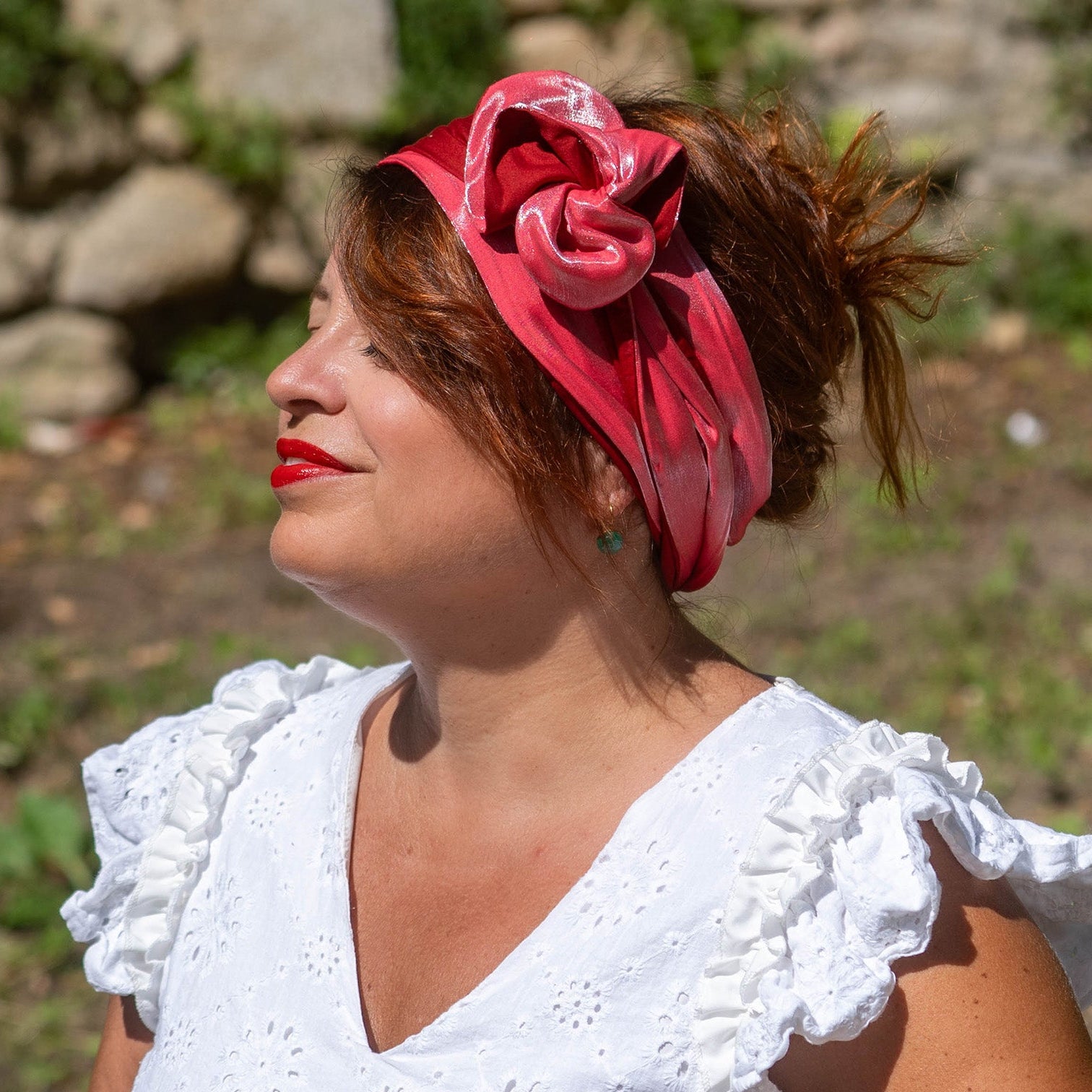 bandeau rose et bordeaux