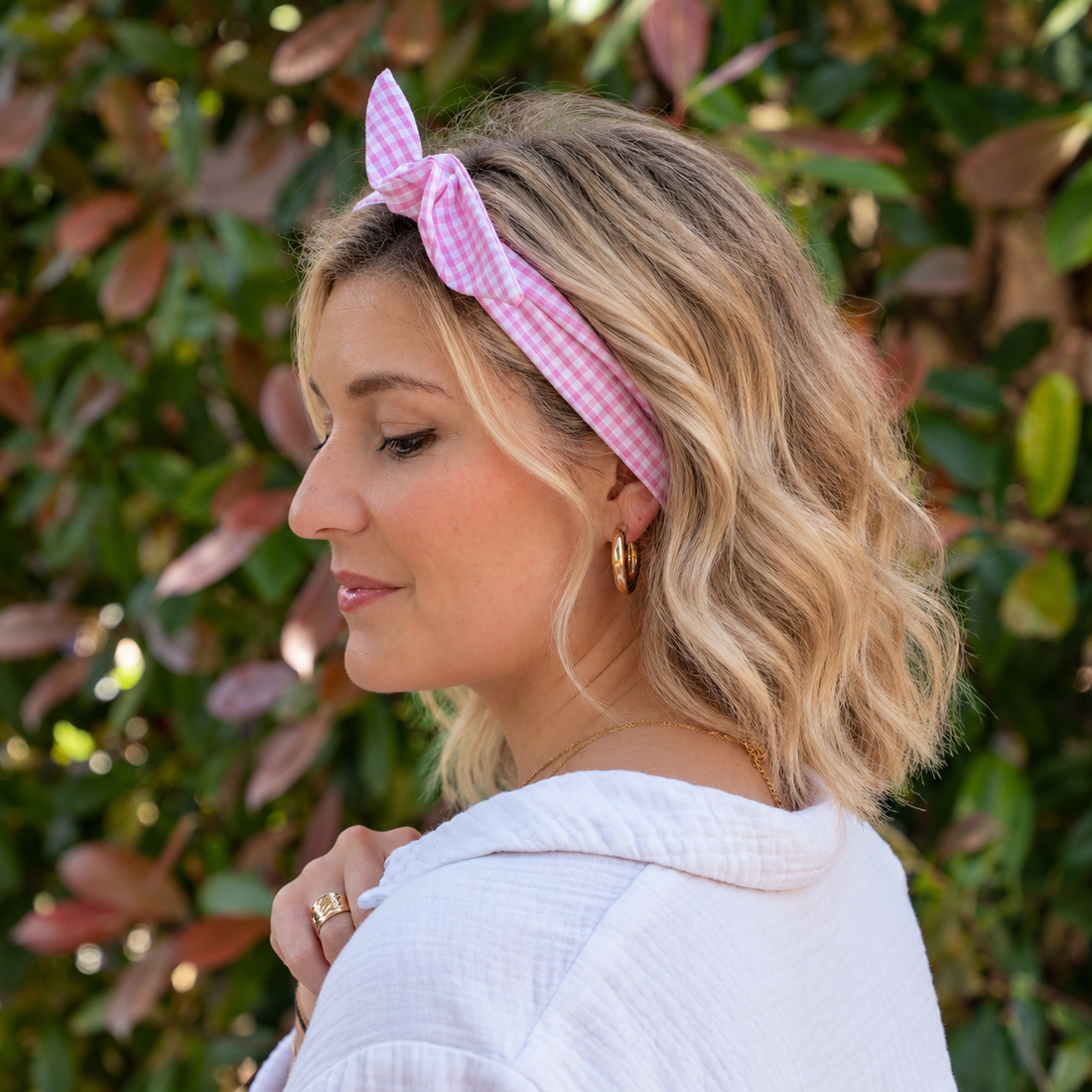 bandeau pin up vichy rose 