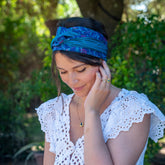 bandeau cheveux femme bleu fleuri