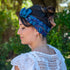 bandeau cheveux femme bleu fleuri