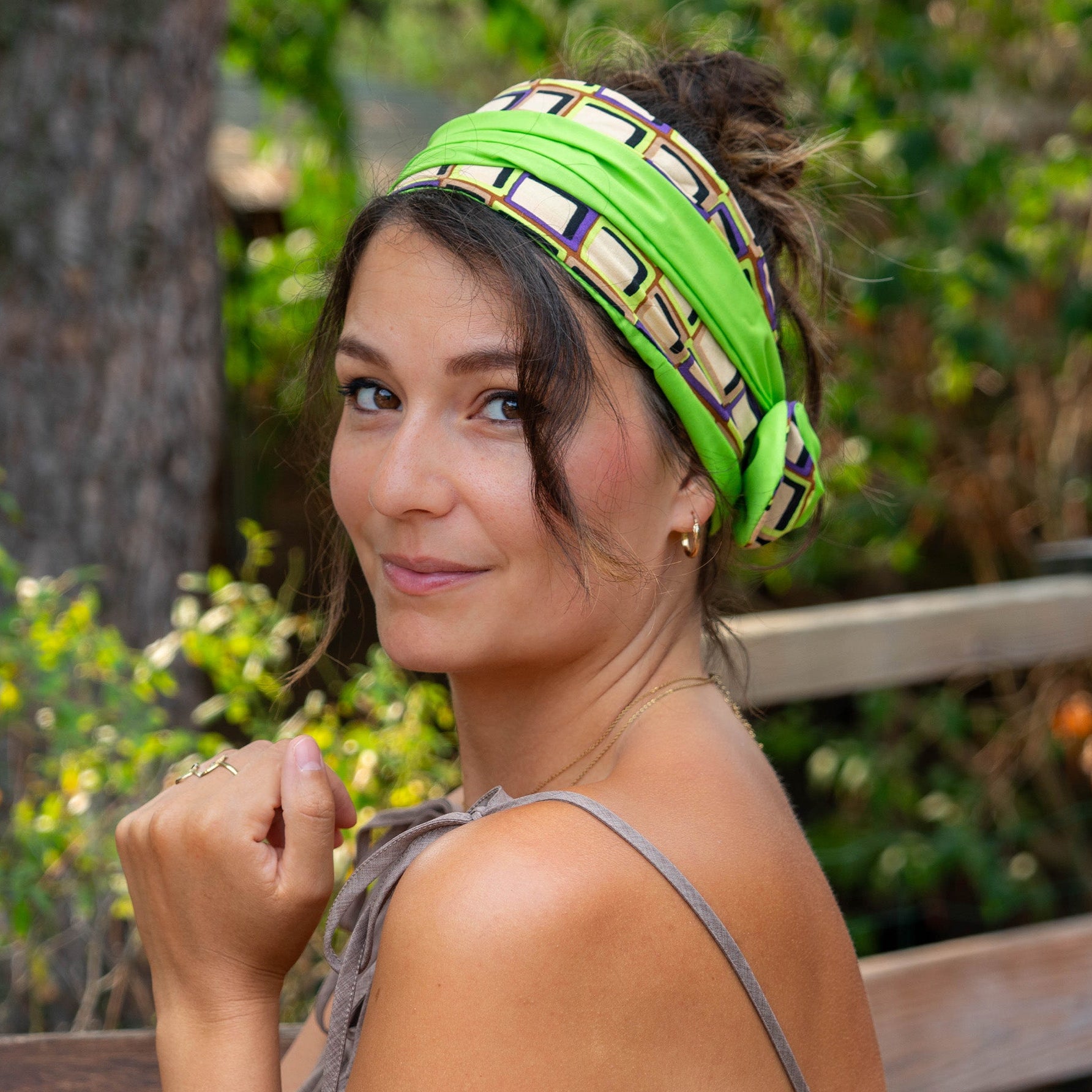 bandeau cheveux vert anis
