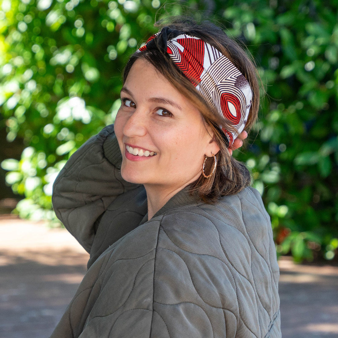 bandeau en polaire noir et rouge