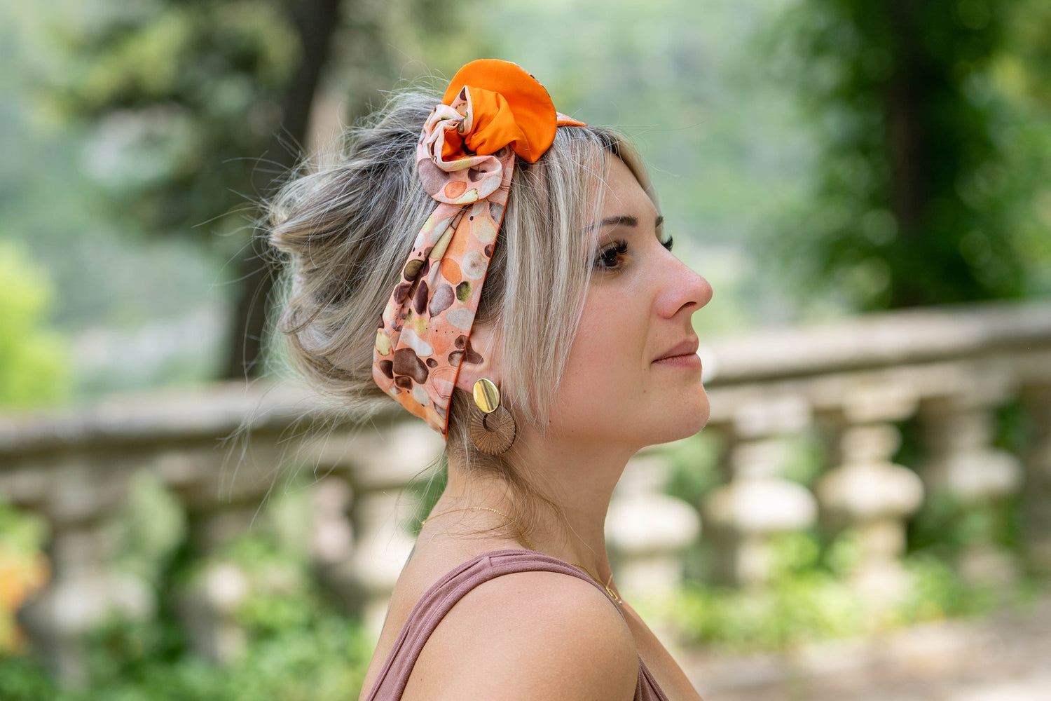 Bandeau Cheveux Femme Orange Fleur