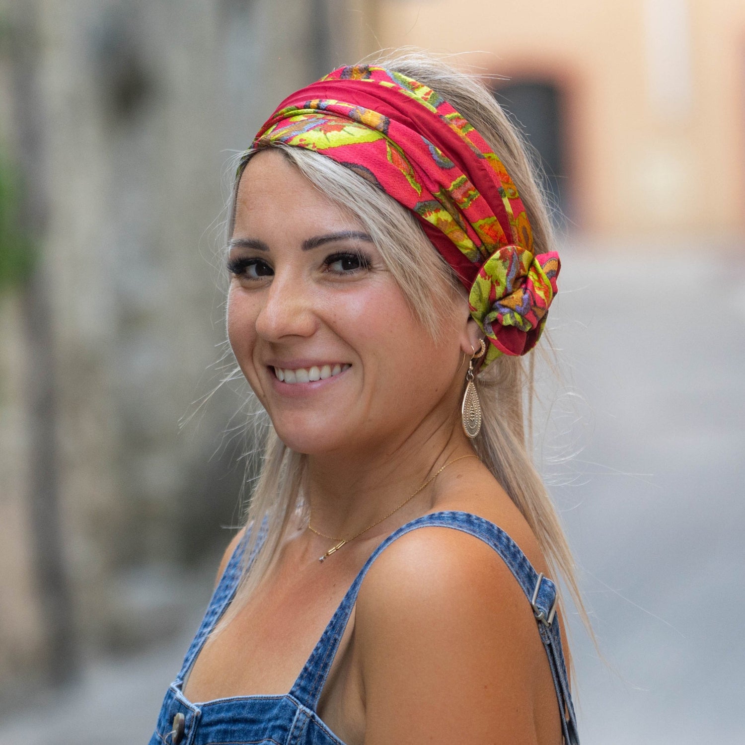 Bandeau cheveux femme coton dans les tons rouge et orange – Celui