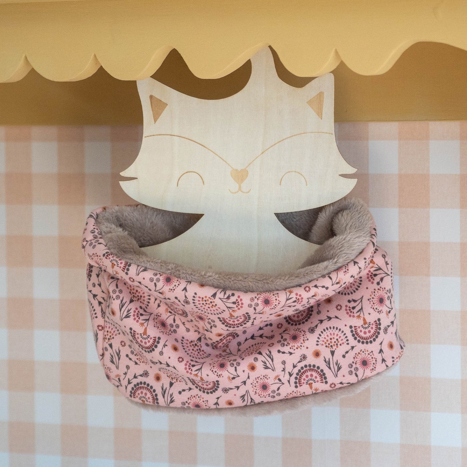 Snood enfant fille polaire beige et sweat rose à motifs girly