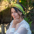 bandeau cheveux femme en coton vert anis et batik