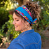 Bandeau cheveux femme rouge et bleu fleuri