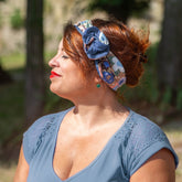 bandeau fleuri bleu et gris