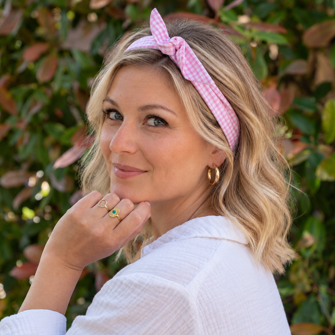 bandeau pin up vichy rose 