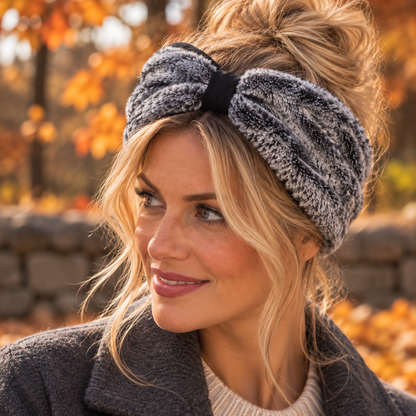 Bandeau fourrure à élastique dolomite